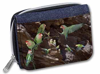 Lovebirds, Pretty Love Birds Unisex Denim Purse Wallet