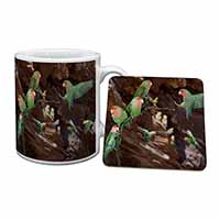 Lovebirds, Pretty Love Birds Mug and Coaster Set