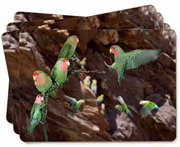 Lovebirds, Pretty Love Birds Picture Placemats in Gift Box