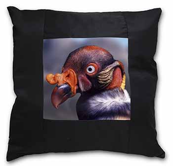 King Vulture Bird of Prey Black Satin Feel Scatter Cushion