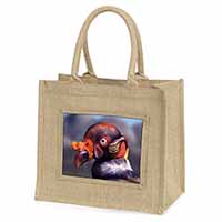 King Vulture Bird of Prey Natural/Beige Jute Large Shopping Bag
