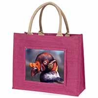 King Vulture Bird of Prey Large Pink Jute Shopping Bag
