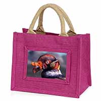 King Vulture Bird of Prey Little Girls Small Pink Jute Shopping Bag