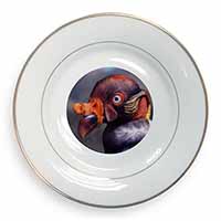 King Vulture Bird of Prey Gold Rim Plate Printed Full Colour in Gift Box
