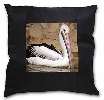 Pelican Print Black Border Satin Feel Cushion Cover With Pillow Insert