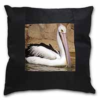 Pelican Print Black Border Satin Feel Cushion Cover With Pillow Insert