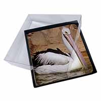 4x Pelican Print Picture Table Coasters Set in Gift Box