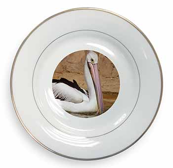 Pelican Print Gold Rim Plate in Gift Box Christmas Present