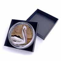Pelican Print Glass Paperweight in Gift Box Christmas Present