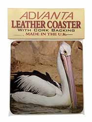 Pelican Print Single Leather Photo Coaster Animal Breed Gift