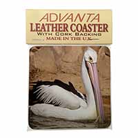 Pelican Print Single Leather Photo Coaster Animal Breed Gift