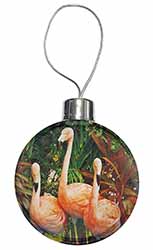 Pink Flamingo Print Christmas Bauble