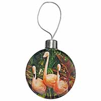 Pink Flamingo Print Christmas Bauble