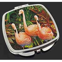 Pink Flamingo Print Make-Up Compact Mirror