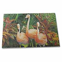 Large Glass Cutting Chopping Board Pink Flamingo Print