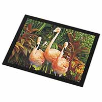 Pink Flamingo Print Black Rim High Quality Glass Placemat