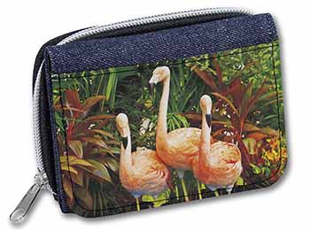 Pink Flamingo Print Unisex Denim Purse Wallet