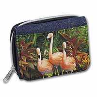 Pink Flamingo Print Unisex Denim Purse Wallet