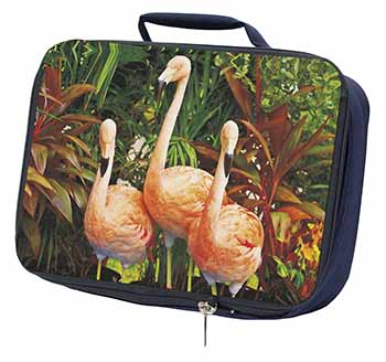 Pink Flamingo Print Navy Insulated School Lunch Box/Picnic Bag
