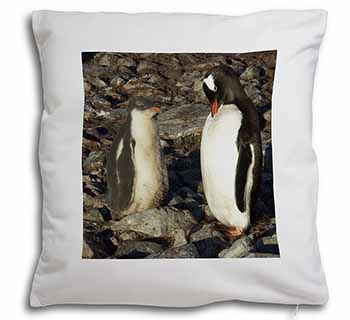 Penguins on Pebbles Soft White Velvet Feel Scatter Cushion