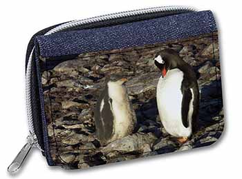 Penguins on Pebbles Unisex Denim Purse Wallet