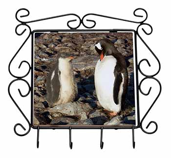 Penguins on Pebbles Wrought Iron Key Holder Hooks