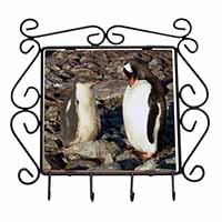 Penguins on Pebbles Wrought Iron Key Holder Hooks