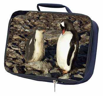 Penguins on Pebbles Navy Insulated School Lunch Box/Picnic Bag