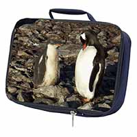 Penguins on Pebbles Navy Insulated School Lunch Box/Picnic Bag