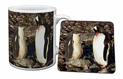 Penguins on Pebbles Mug and Coaster Set