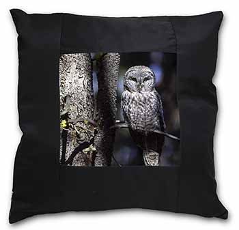 Stunning Owl in Tree Black Satin Feel Scatter Cushion