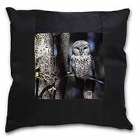 Stunning Owl in Tree Black Satin Feel Scatter Cushion
