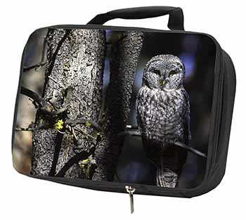 Stunning Owl in Tree Black Insulated School Lunch Box/Picnic Bag