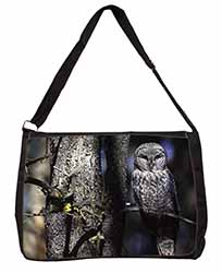 Stunning Owl in Tree Large Black Laptop Shoulder Bag School/College