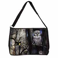 Stunning Owl in Tree Large Black Laptop Shoulder Bag School/College