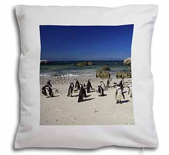 Beach Penguins Soft White Velvet Feel Scatter Cushion