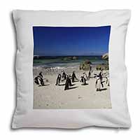 Beach Penguins Soft White Velvet Feel Scatter Cushion