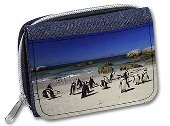 Beach Penguins Unisex Denim Purse Wallet