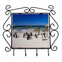 Beach Penguins Wrought Iron Key Holder Hooks