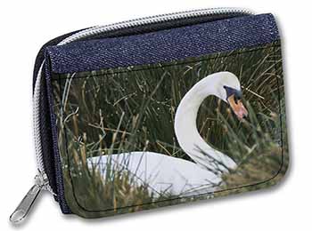 Swan in Grass Land Unisex Denim Purse Wallet