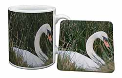 Swan in Grass Land Mug and Coaster Set