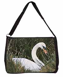 Swan in Grass Land Large Black Laptop Shoulder Bag School/College