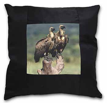 Vultures on Watch Black Satin Feel Scatter Cushion