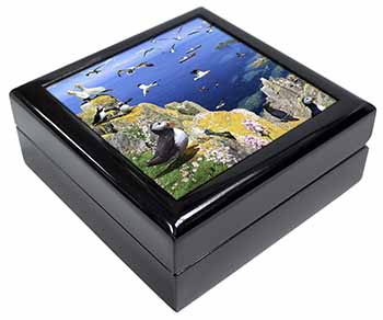 Puffins and Sea Bird Montage Keepsake/Jewellery Box