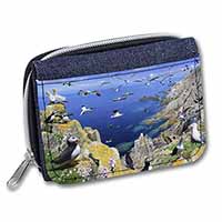 Puffins and Sea Bird Montage Unisex Denim Purse Wallet