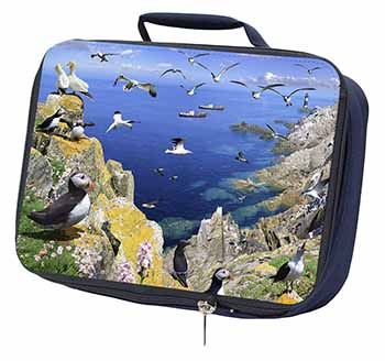 Puffins and Sea Bird Montage Navy Insulated School Lunch Box/Picnic Bag