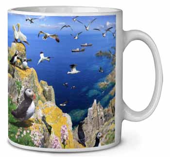 Puffins and Sea Bird Montage Ceramic 10oz Coffee Mug/Tea Cup