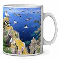 Puffins and Sea Bird Montage Ceramic 10oz Coffee Mug/Tea Cup