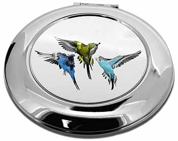 Budgerigars, Budgies in Flight Make-Up Round Compact Mirror