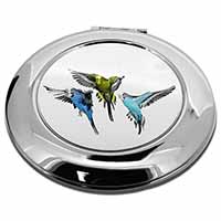 Budgerigars, Budgies in Flight Make-Up Round Compact Mirror